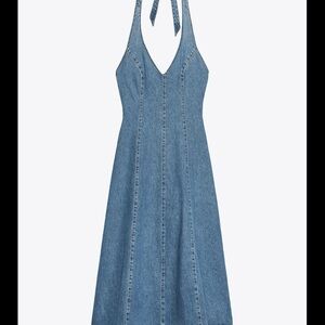 Zara Blue Backless Halter Dress